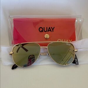 Quay Goldtone High Key Micro Aviator Sunglasses
